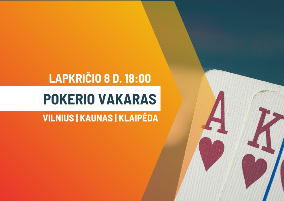 Tenisininkų pokerio vakaras - lapkričio 8 d. Vilniuje, Kaune ir Klaipėdoje